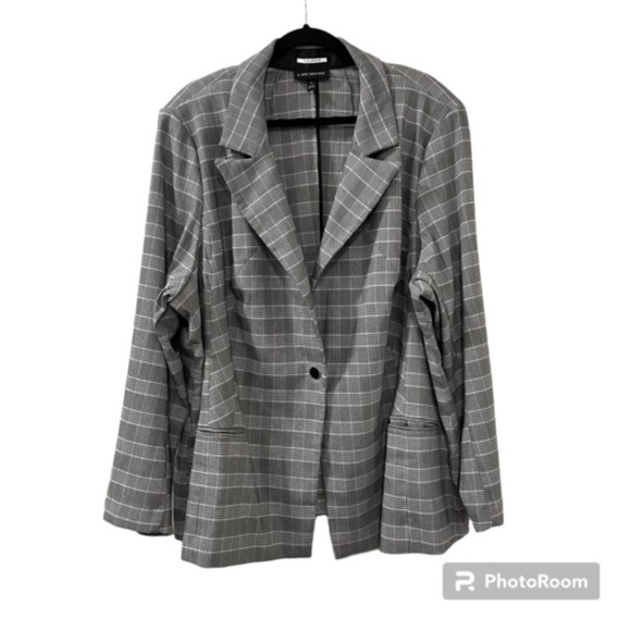 Lane Bryant Womens Gray The Bryant Blazer Glen Plaid Padded Blazer Sz 28 - Picture 1 of 10